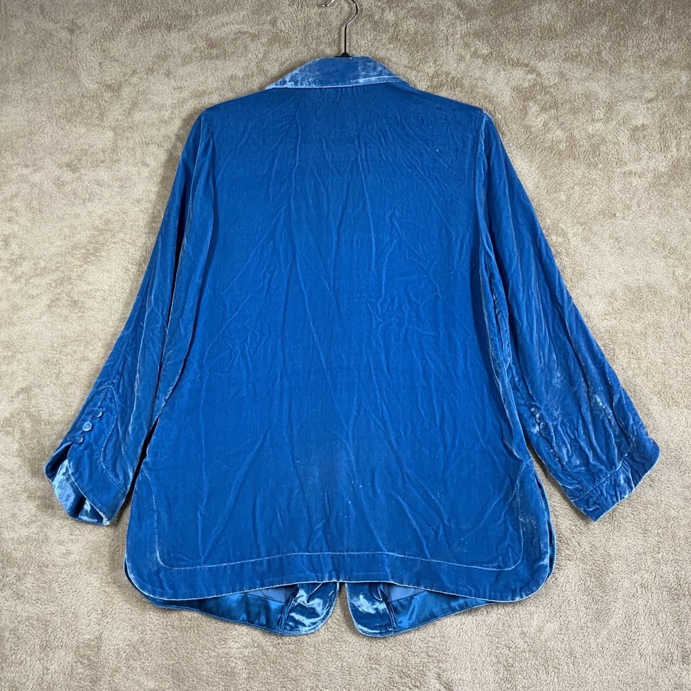 Soft Surroundings Velvet Tunic Top Sz S Peacock Blue Button Boho Whimsigoth EUC - Picture 9 of 9